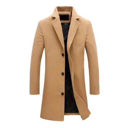 Men's Winter Coat with Notched Lapel
