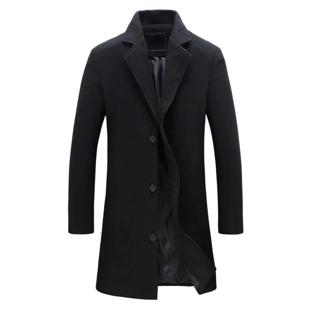 Men's Winter Coat with Notched Lapel