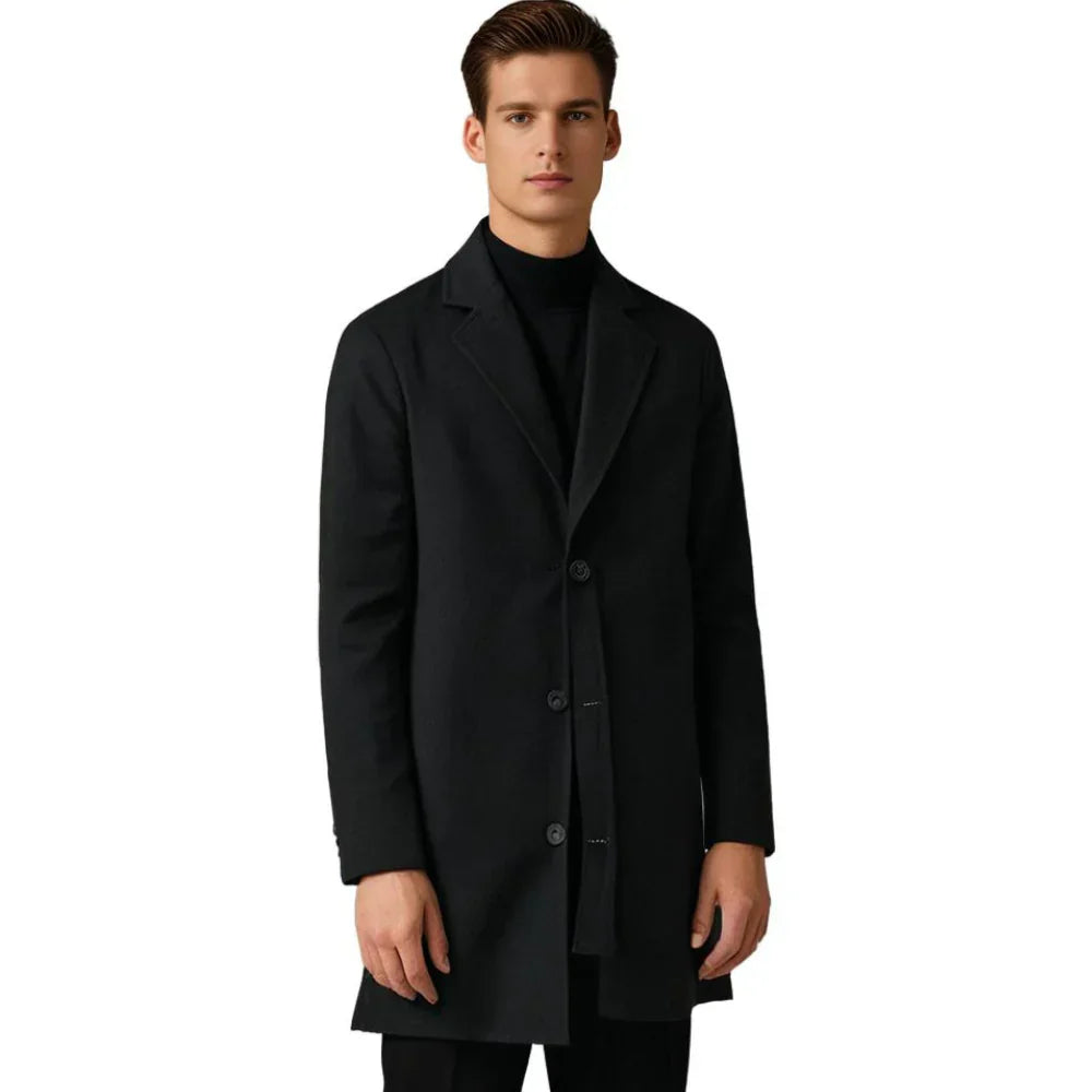 Men's Winter Coat with Notched Lapel
