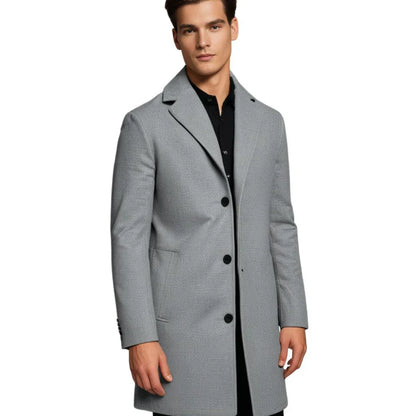 Men's Winter Coat with Notched Lapel