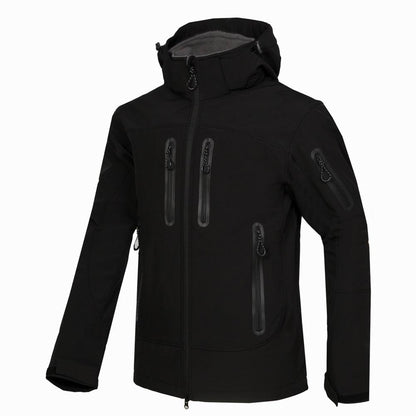 Weather-resistant men's jacket with multiple zip pockets