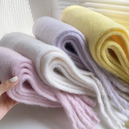 Warm Elegant Winter Scarf with Stylish Fringes for Women