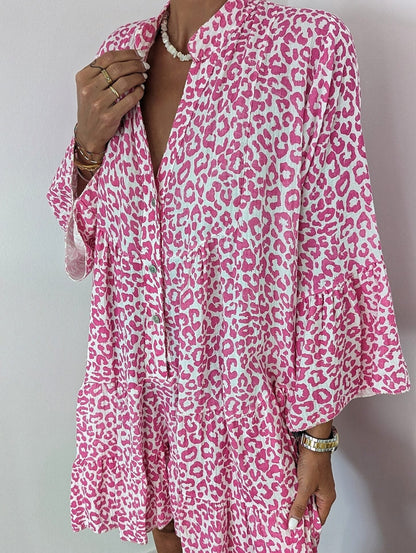Mini Dress with Long Sleeves and V-Shaped Neck - Rosalinda