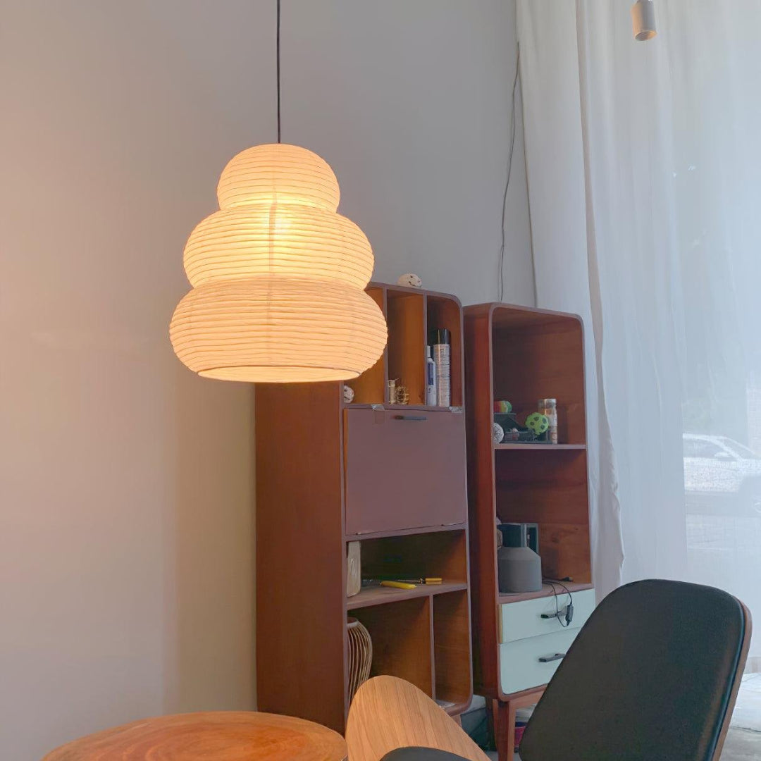 Candeeiro suspenso Akari em forma de cabaça – Feito à mão com materiais naturais