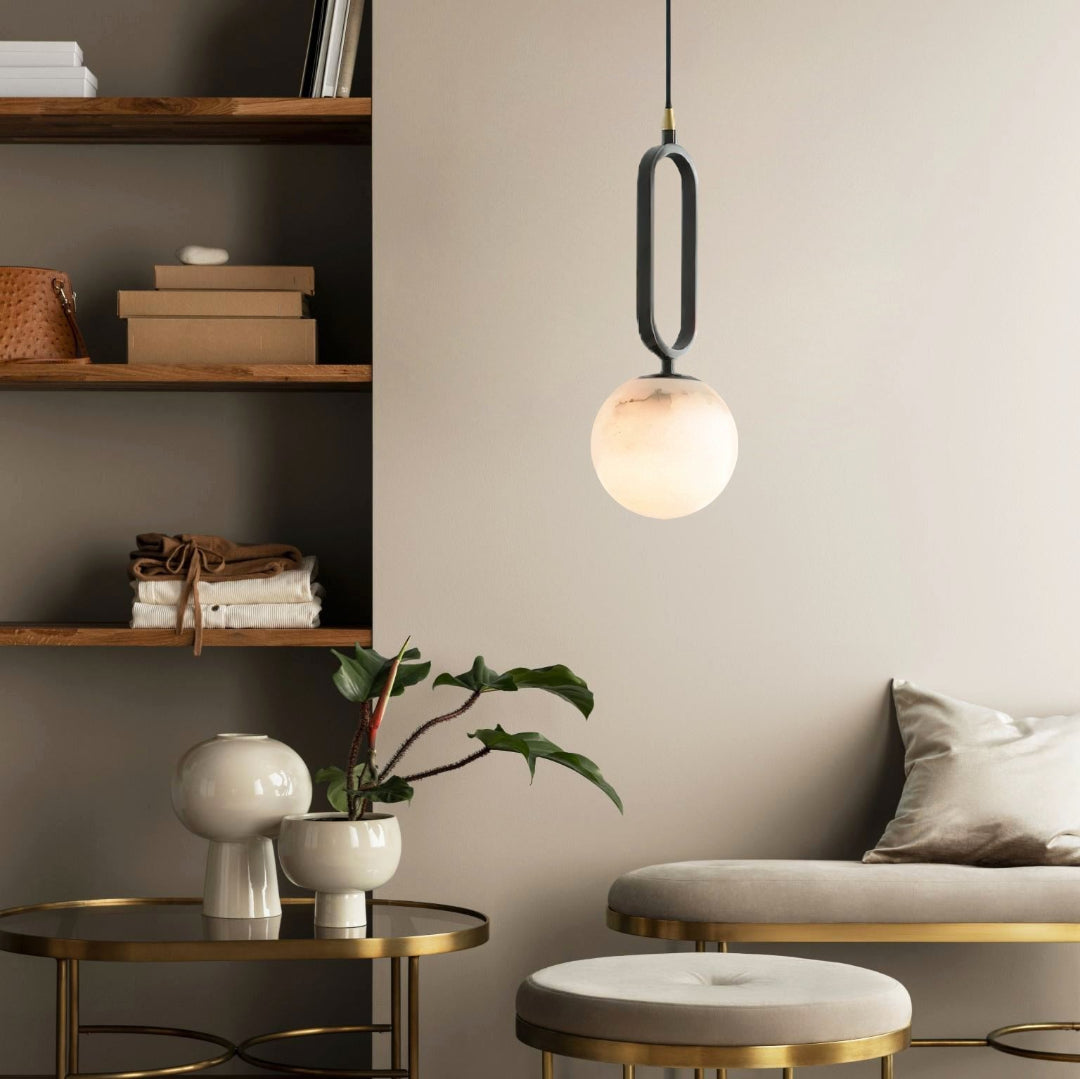 Oval Alabaster Pendant Lamp – Elegant Lighting for Any Space