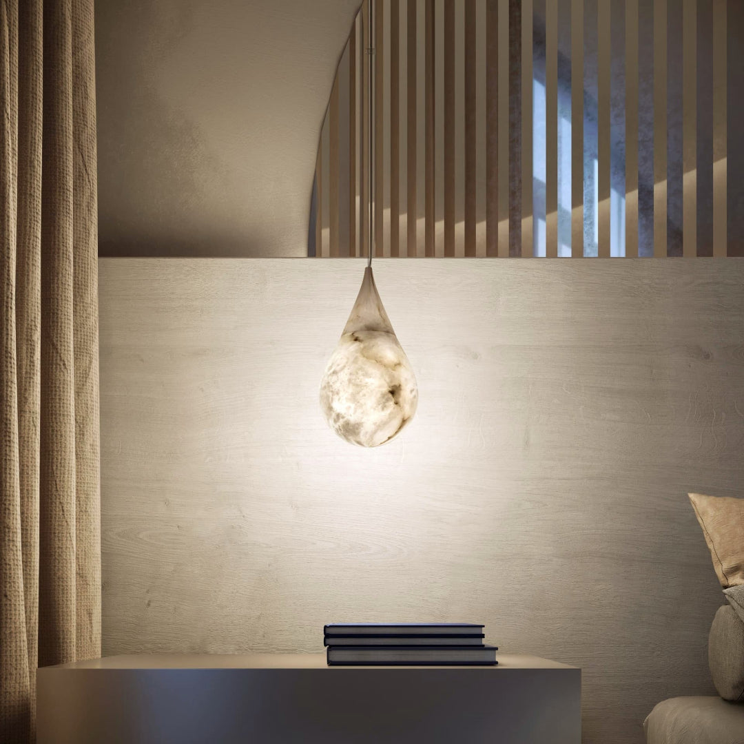 Suspension goutte de pluie Luxe Alabaster - Lustre LED moderne