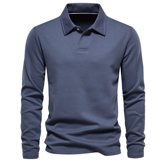 Suéter tipo polo casual para hombre – mangas largas - elegante y cómodo