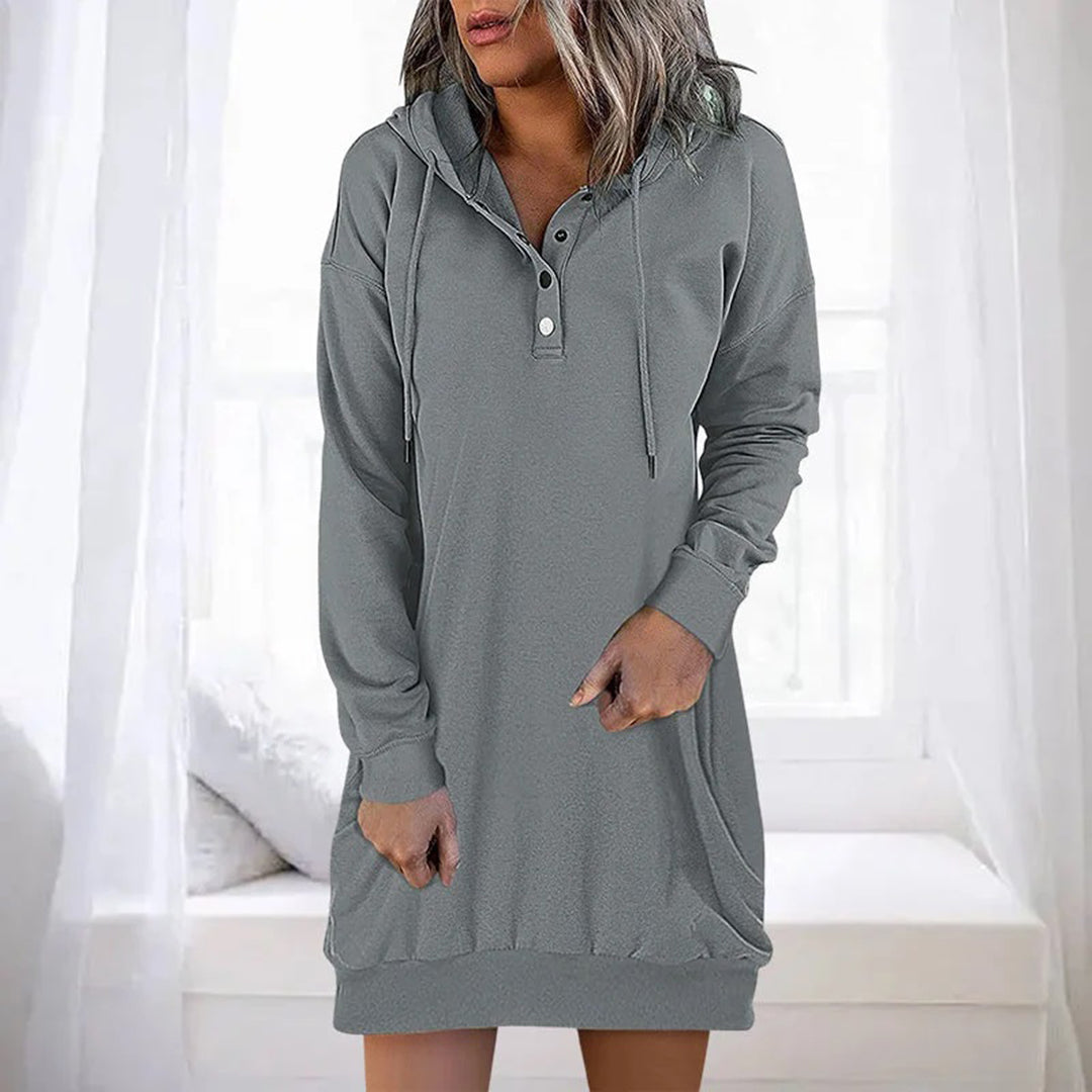 Althea - Long Casual Women's Dress with Hood