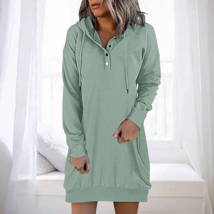 Althea - Long Casual Women's Dress with Hood