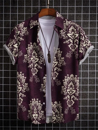 Amich - 3D Floral Print Hawaiian Shirt