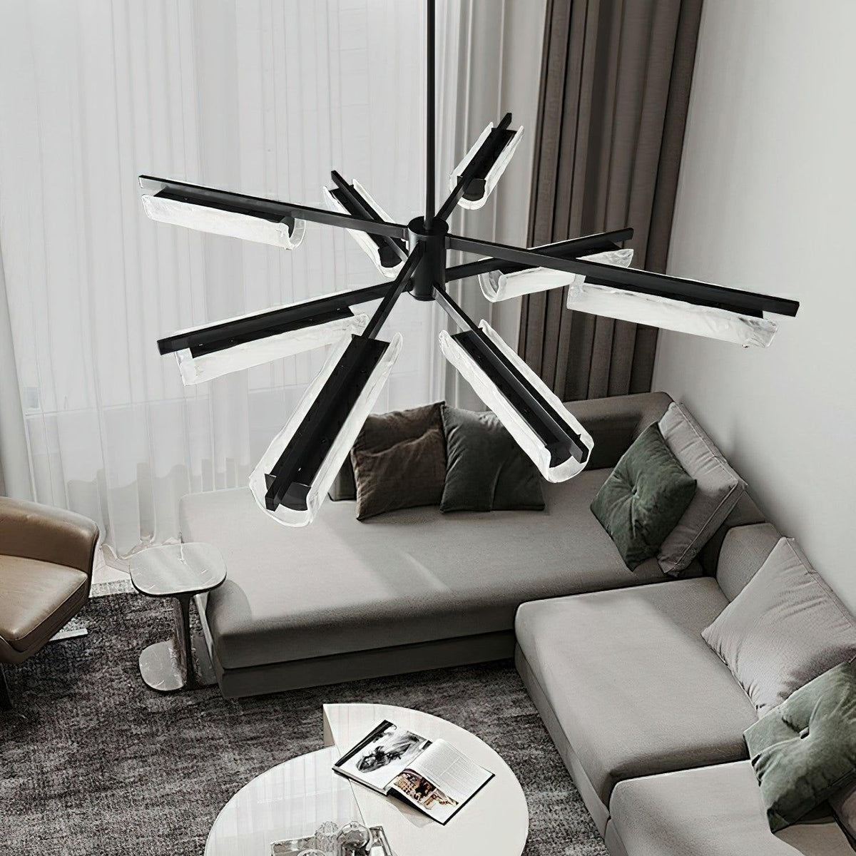 Amoslo-kroonluchter in zwart messing – elegant design