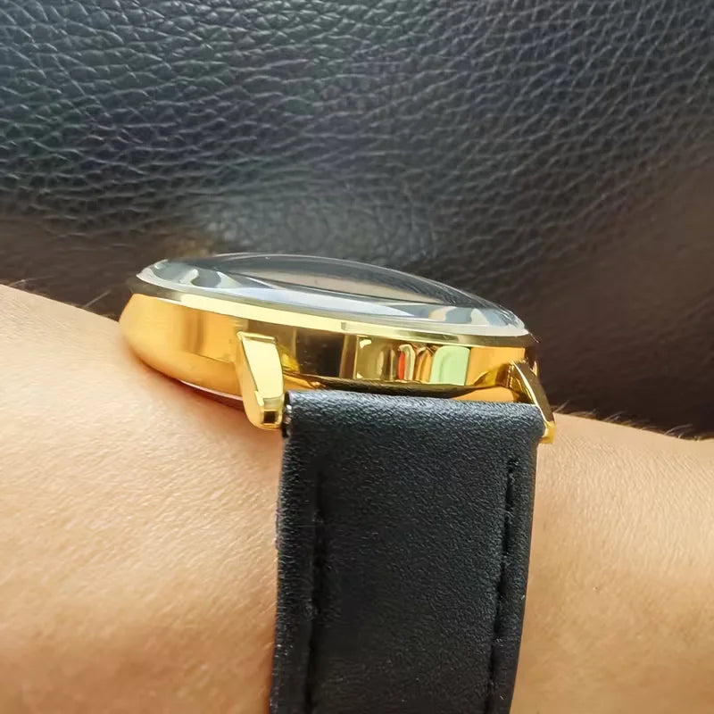 Analogue watch with leather strap