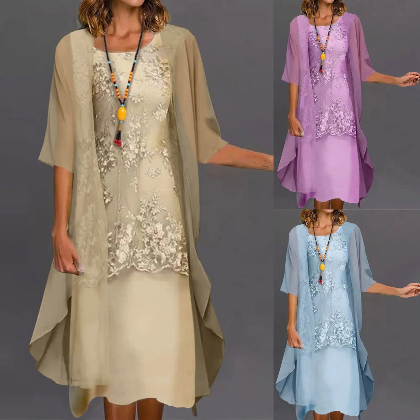 Aneira – Elegant Two-Piece Chiffon Dress