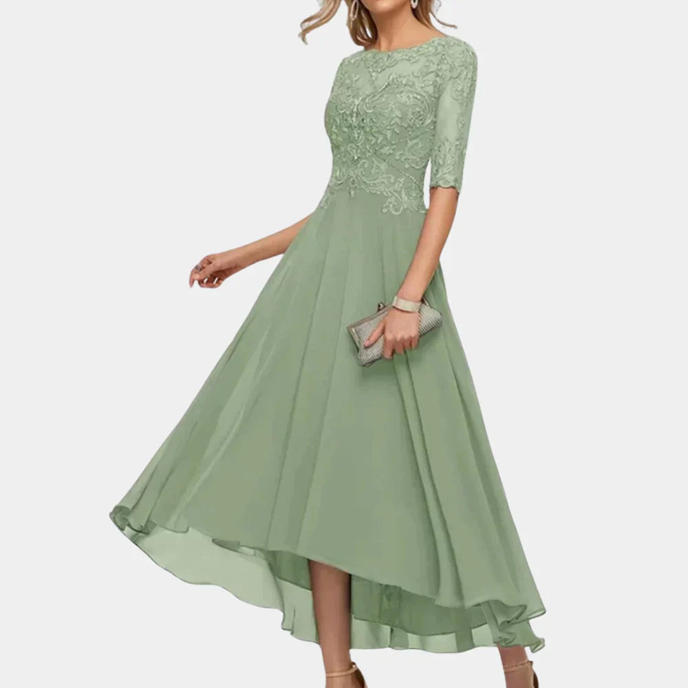 Ankle-Length Chiffon Dress with Elegant Details