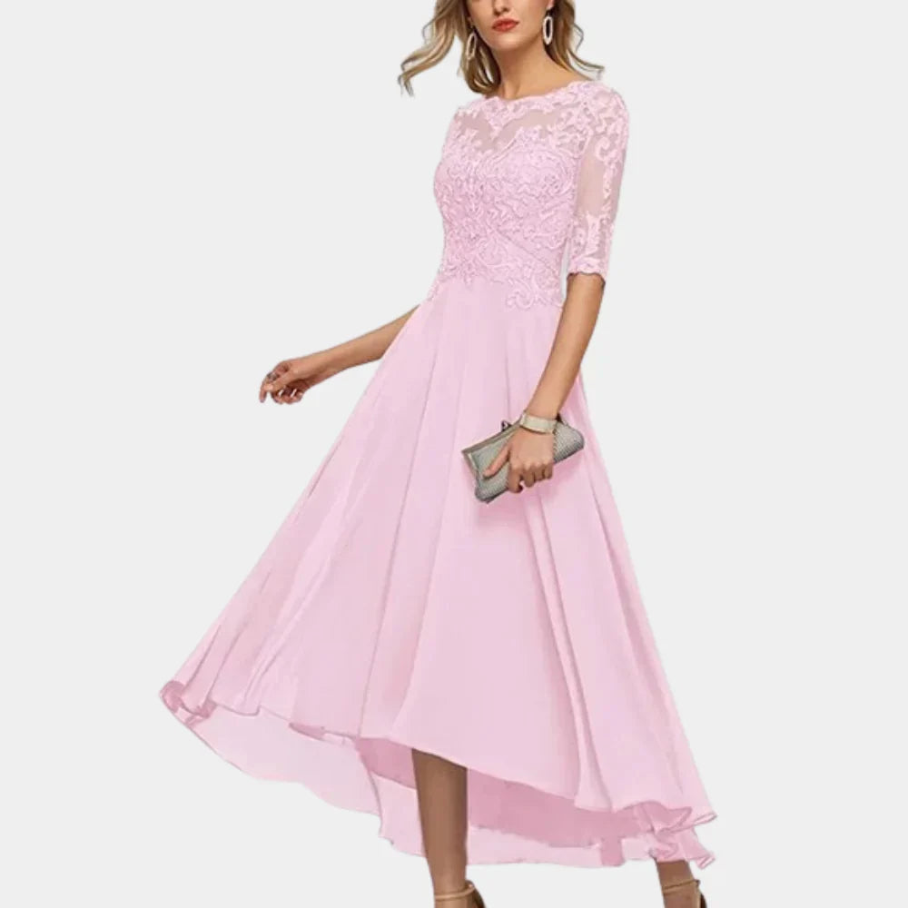 Ankle-Length Chiffon Dress with Elegant Details