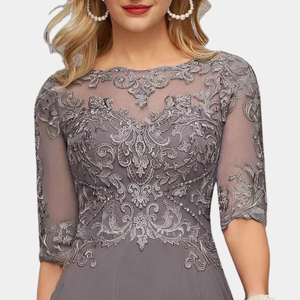 Ankle-Length Chiffon Dress with Elegant Details