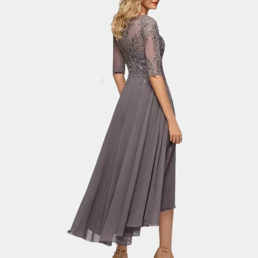 Ankle-Length Chiffon Dress with Elegant Details