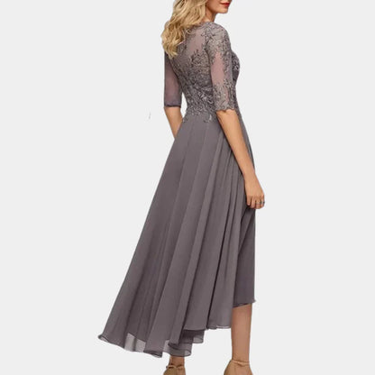 Ankle-Length Chiffon Dress with Elegant Details