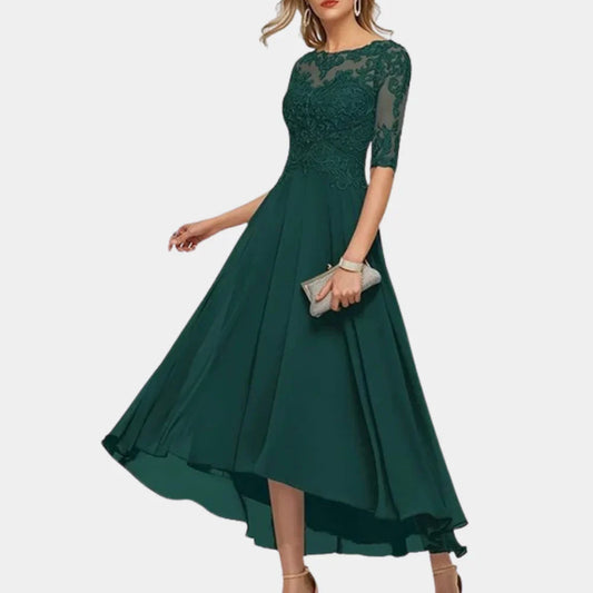 Ankle-Length Chiffon Dress with Elegant Details