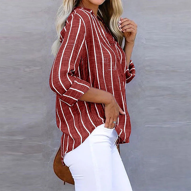 Annie | Elegant Striped Blouse with Buttons