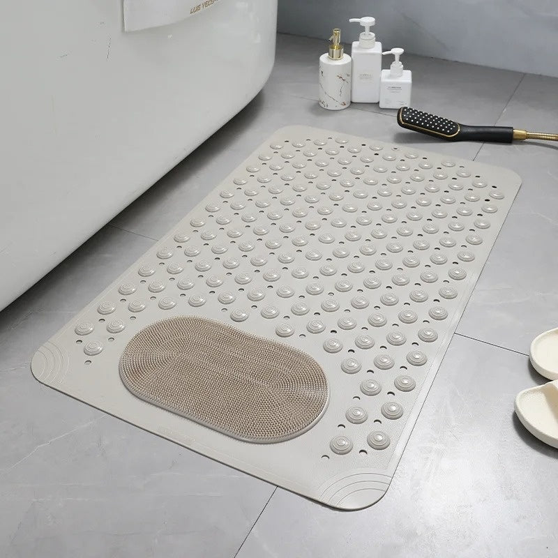Anti-Slip Shower Mat with Built-in Foot Scrubber