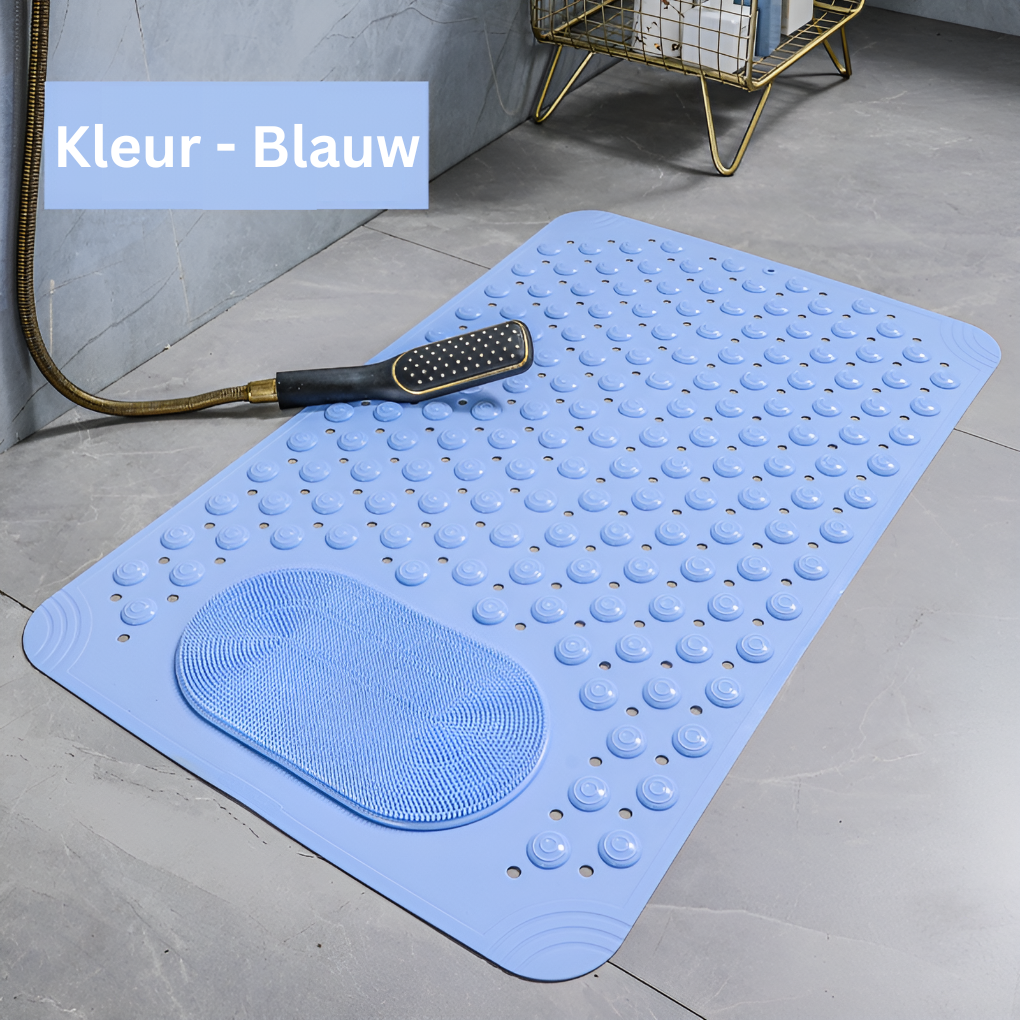 Anti-Slip Shower Mat with Built-in Foot Scrubber