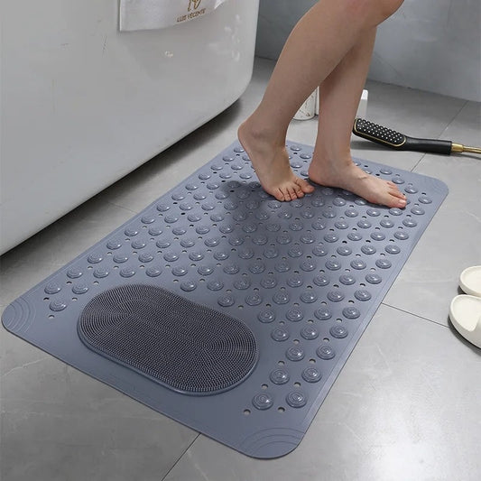 Anti-Slip Shower Mat with Built-in Foot Scrubber