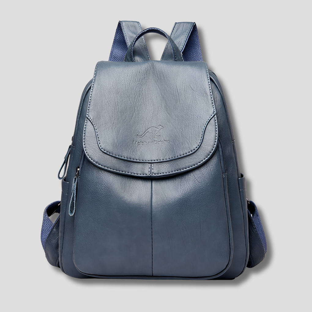 Anti-theft leather backpack for stylish women
