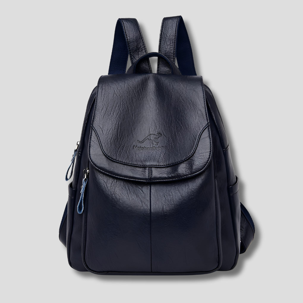 Anti-theft leather backpack for stylish women