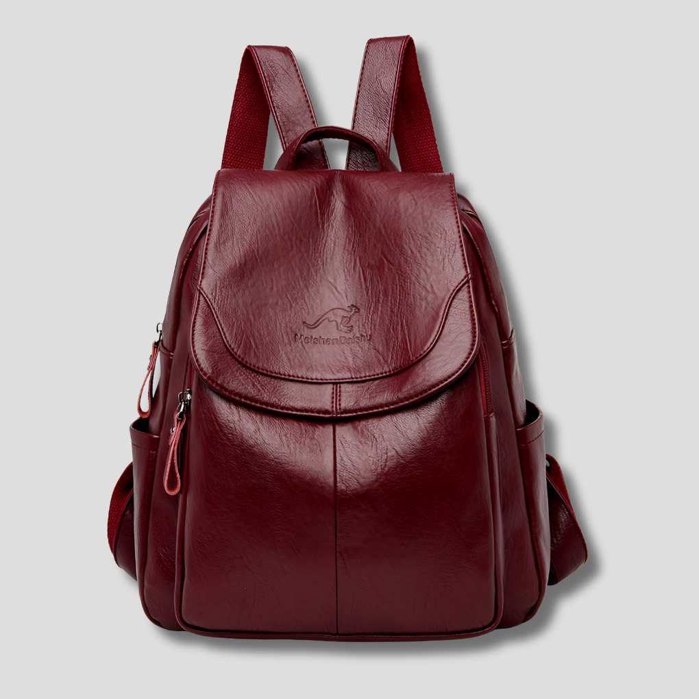 Anti-theft leather backpack for stylish women