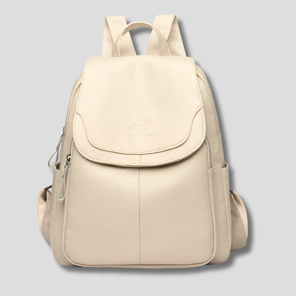 Anti-theft leather backpack for stylish women