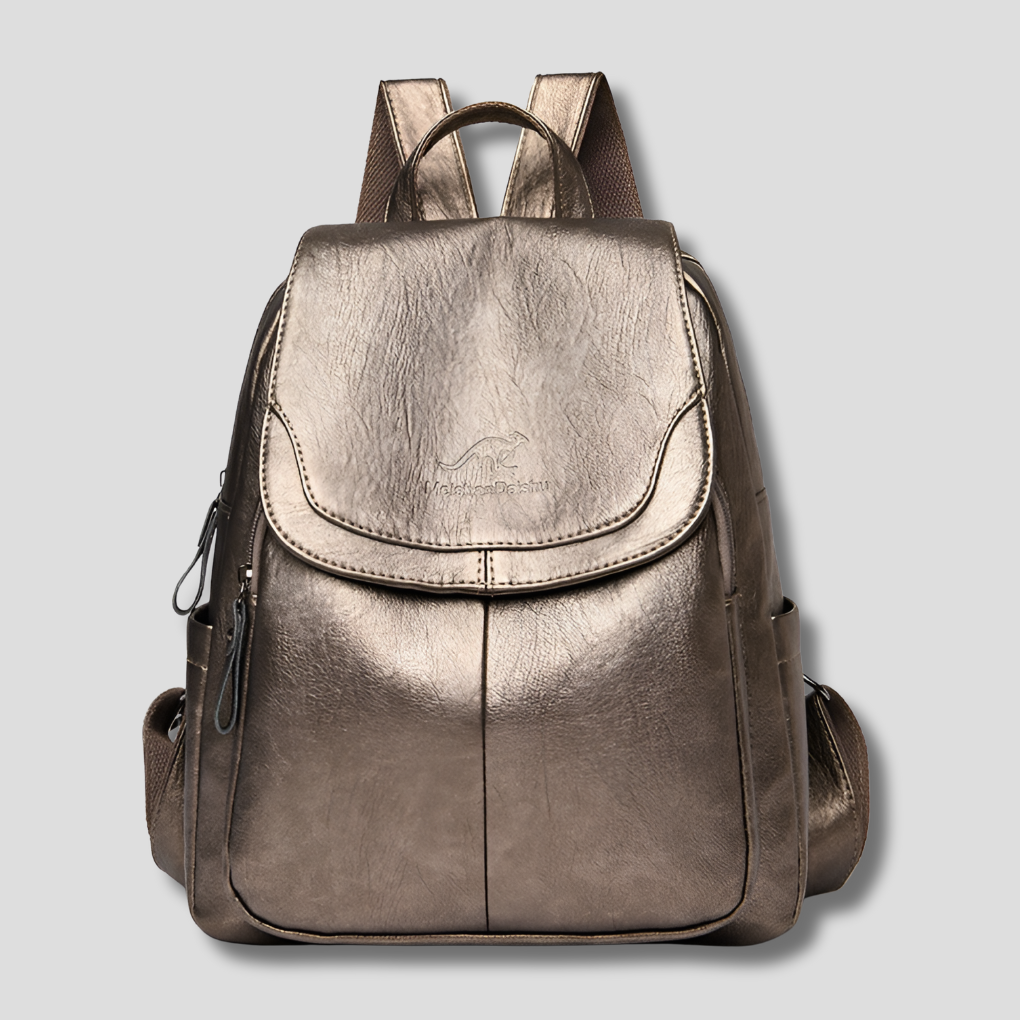 Anti-theft leather backpack for stylish women