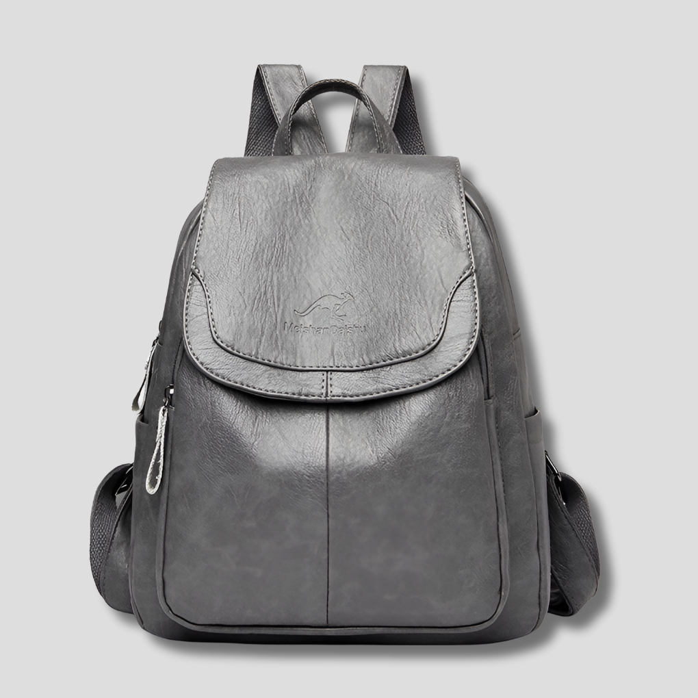 Anti-theft leather backpack for stylish women