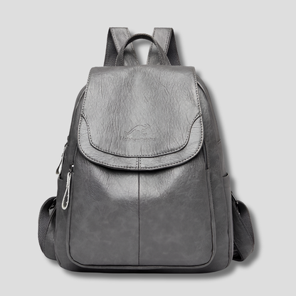 Anti-theft leather backpack for stylish women