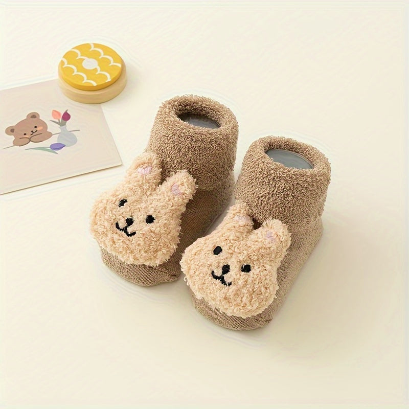 Antislip socks for newborn girls and boys with cute bear design - Angelie