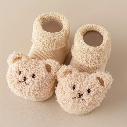 Antislip socks for newborn girls and boys with cute bear design - Angelie
