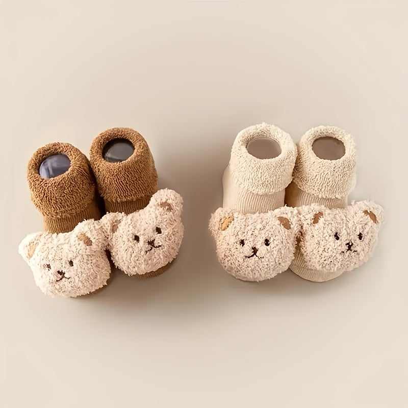 Antislip socks for newborn girls and boys with cute bear design - Angelie