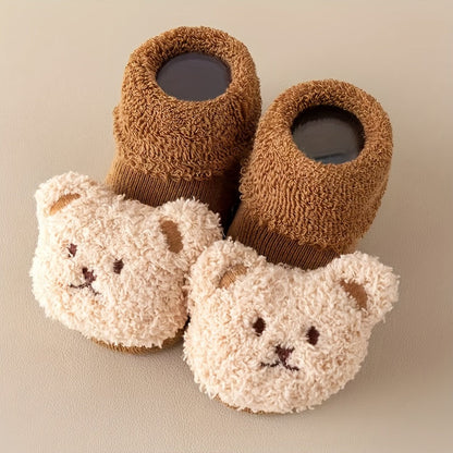 Antislip socks for newborn girls and boys with cute bear design - Angelie