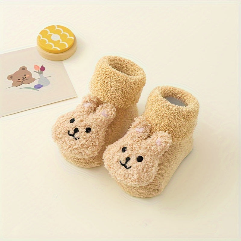 Antislip socks for newborn girls and boys with cute bear design - Angelie