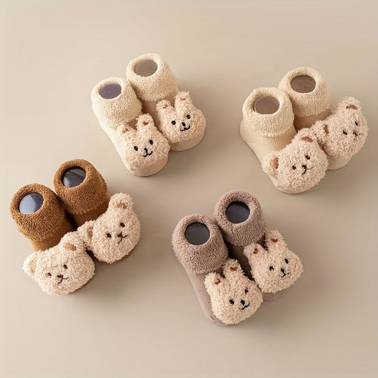 Antislip socks for newborn girls and boys with cute bear design - Angelie