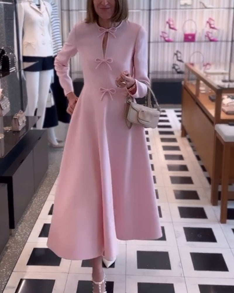 Arial | Solid Colour Elegant Dress with Ribbons