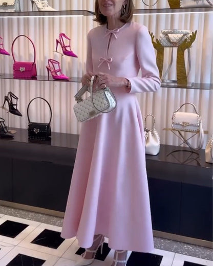 Arial | Solid Colour Elegant Dress with Ribbons