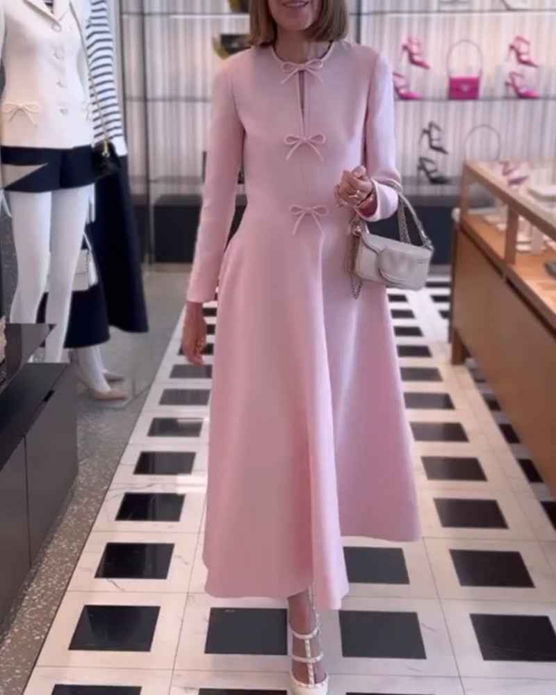 Arial | Solid Colour Elegant Dress with Ribbons