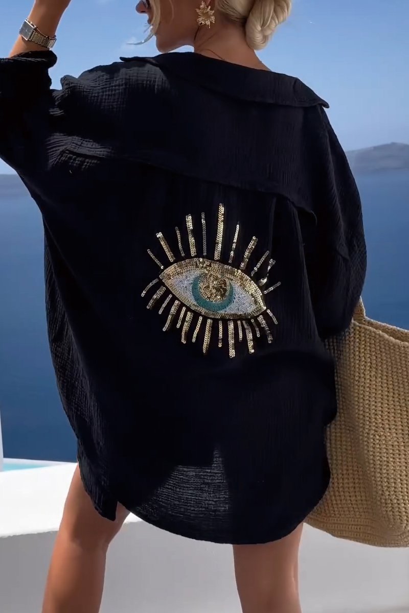 Arianna - Casual women's shirt with sequin beads