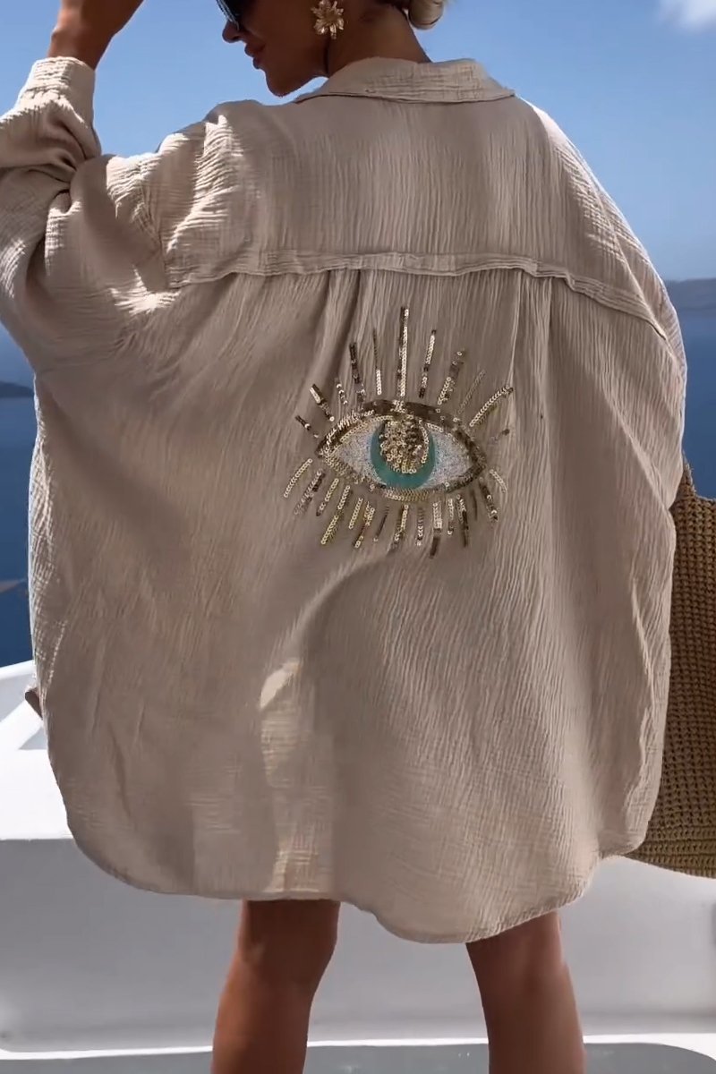 Arianna - Casual women's shirt with sequin beads