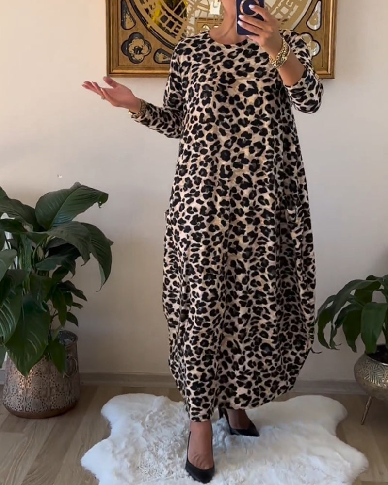 Aritia | Elegant Dress with Pockets and Leopard Print