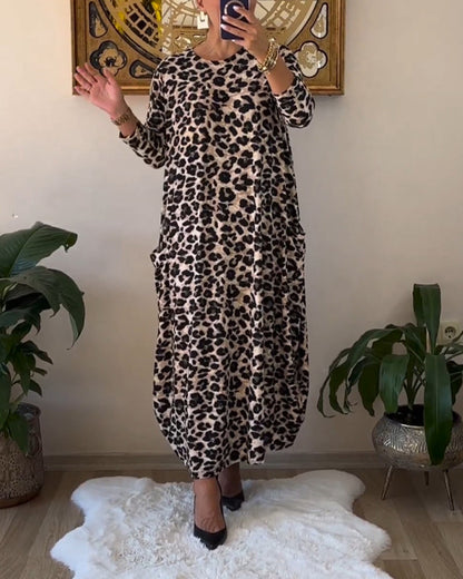 Aritia | Elegant Dress with Pockets and Leopard Print