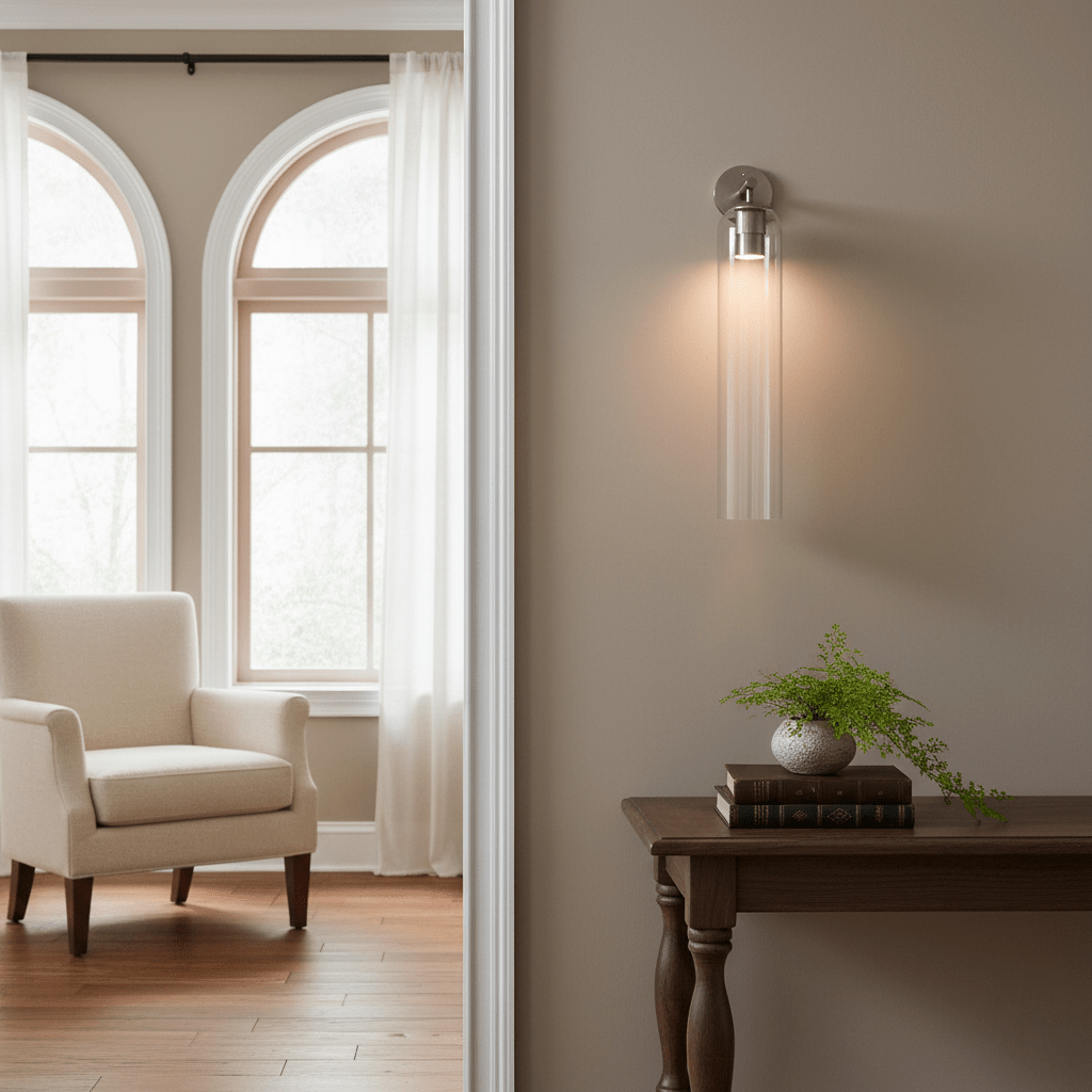 Cylindrical Glass Wall Lamp with Luxurious Finish – Decorative LED Sconce for Modern Interiors