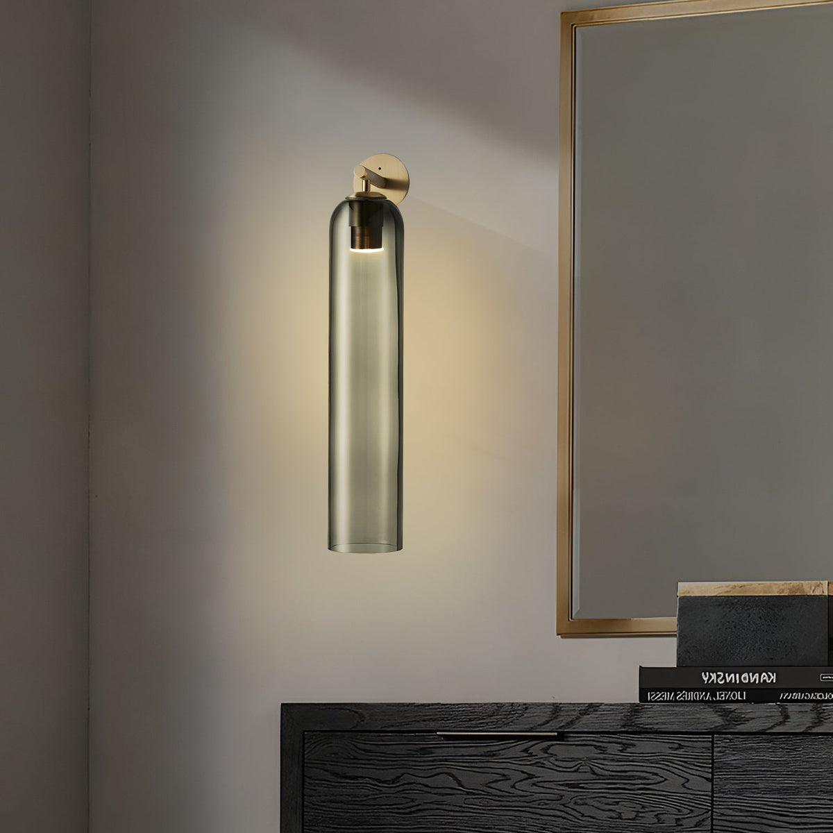 Cylindrical Glass Wall Lamp with Luxurious Finish – Decorative LED Sconce for Modern Interiors