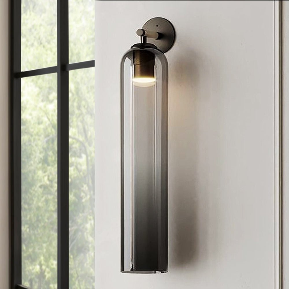 Cylindrical Glass Wall Lamp with Luxurious Finish – Decorative LED Sconce for Modern Interiors
